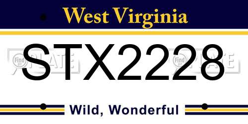 STX2228 West Virginia License Plate