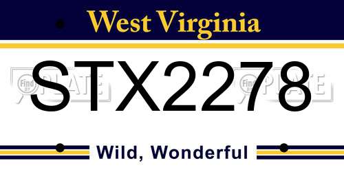 STX2278 West Virginia License Plate