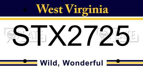 STX2725 West Virginia License Plate