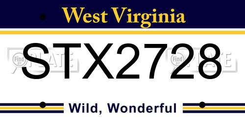 STX2728 West Virginia License Plate