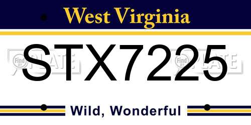 STX7225 West Virginia License Plate