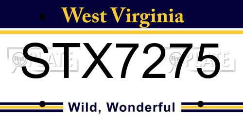 STX7275 West Virginia License Plate