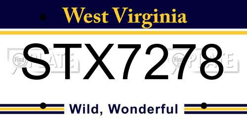 STX7278 West Virginia License Plate