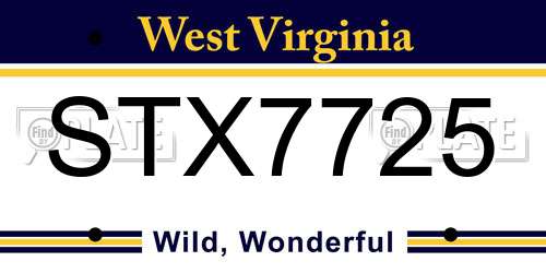 STX7725 West Virginia License Plate