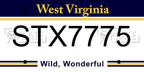 STX7775 West Virginia License Plate