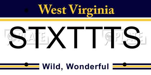 STXTTTS West Virginia License Plate