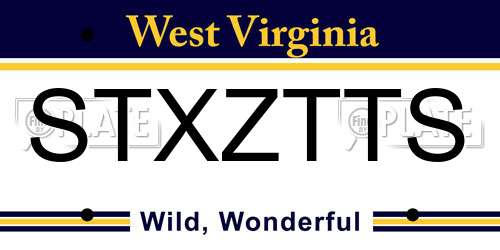 STXZTTS West Virginia License Plate