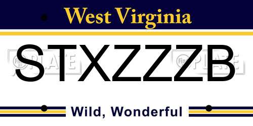 STXZZZB West Virginia License Plate