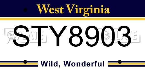 STY8903 West Virginia License Plate