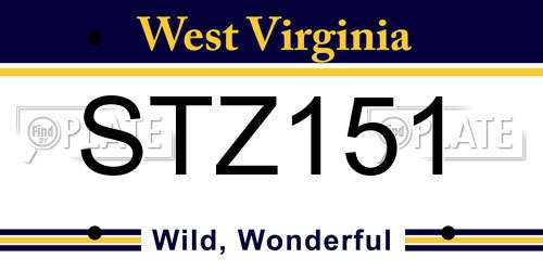 STZ151 West Virginia License Plate