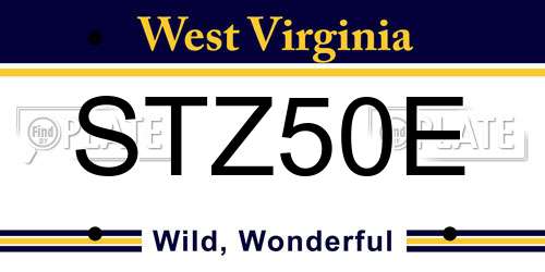 STZ50E West Virginia License Plate