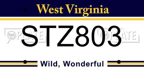 STZ803 West Virginia License Plate
