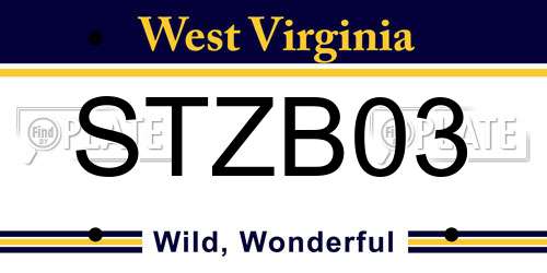 STZB03 West Virginia License Plate