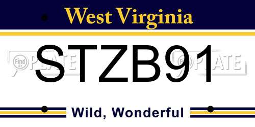 STZB91 West Virginia License Plate
