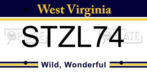 STZL74 West Virginia License Plate