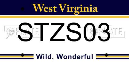 STZS03 West Virginia License Plate