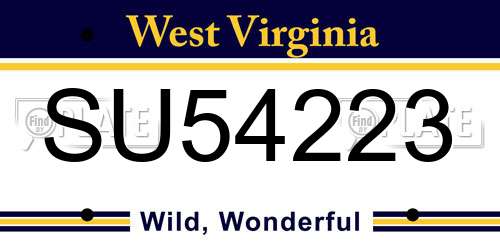 SU54223 West Virginia License Plate