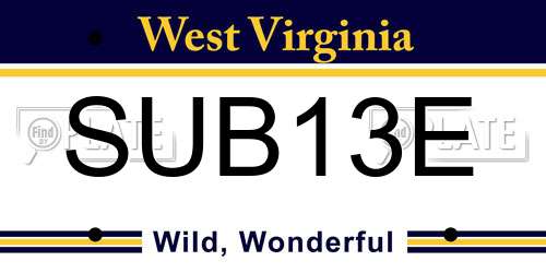 SUB13E West Virginia License Plate