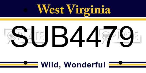 SUB4479 West Virginia License Plate