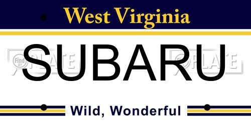 SUBARU West Virginia License Plate