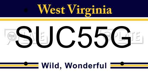 SUC55G West Virginia License Plate