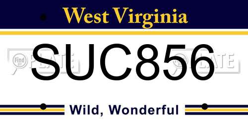 SUC856 West Virginia License Plate