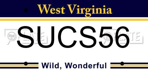 SUCS56 West Virginia License Plate