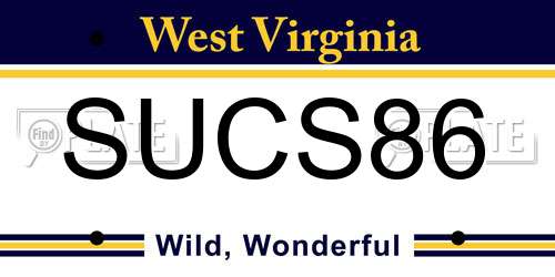 SUCS86 West Virginia License Plate