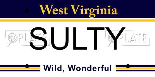 SULTY West Virginia License Plate