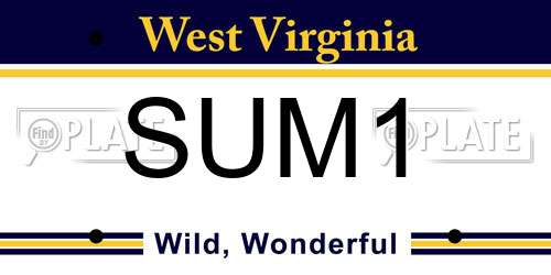 SUM1 West Virginia License Plate