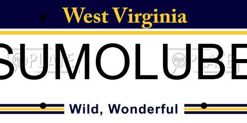 SUMOLUBE West Virginia License Plate