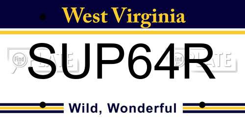 SUP64R West Virginia License Plate
