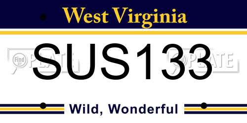 SUS133 West Virginia License Plate