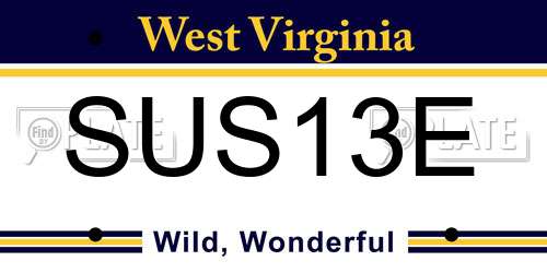 SUS13E West Virginia License Plate