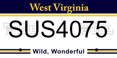 SUS4075 West Virginia License Plate
