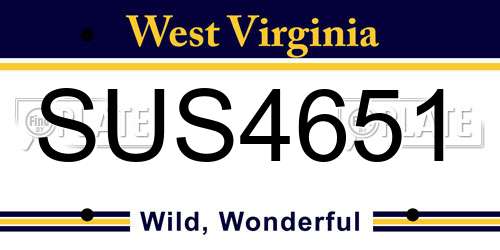 SUS4651 West Virginia License Plate