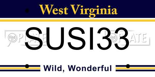 SUSI33 West Virginia License Plate