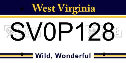 SV0P128 West Virginia License Plate