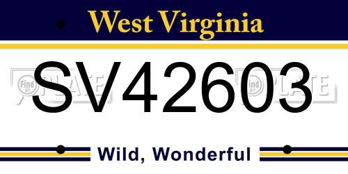 SV42603 West Virginia License Plate