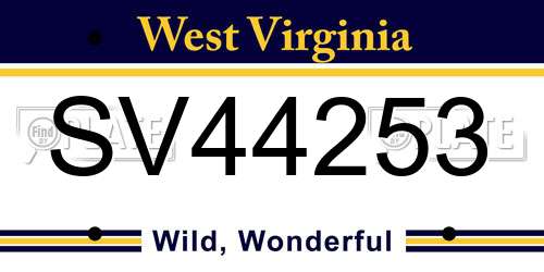 SV44253 West Virginia License Plate