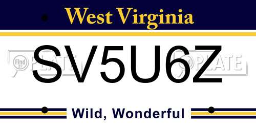 SV5U6Z West Virginia License Plate