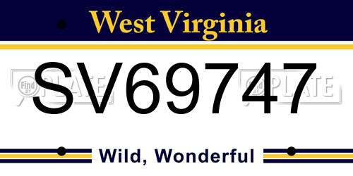 SV69747 West Virginia License Plate