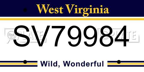 SV79984 West Virginia License Plate
