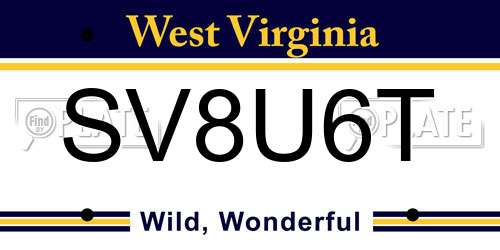 SV8U6T West Virginia License Plate