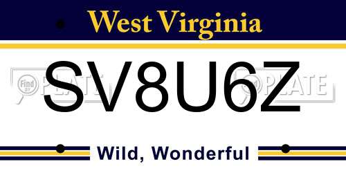 SV8U6Z West Virginia License Plate