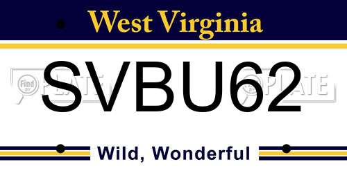 SVBU62 West Virginia License Plate