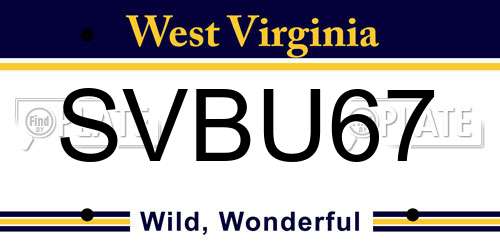 SVBU67 West Virginia License Plate