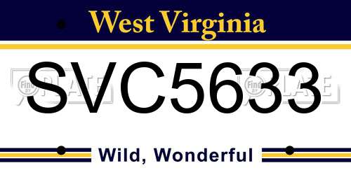 SVC5633 West Virginia License Plate