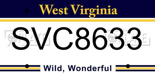 SVC8633 West Virginia License Plate