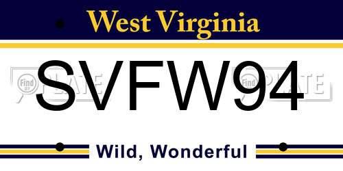 SVFW94 West Virginia License Plate